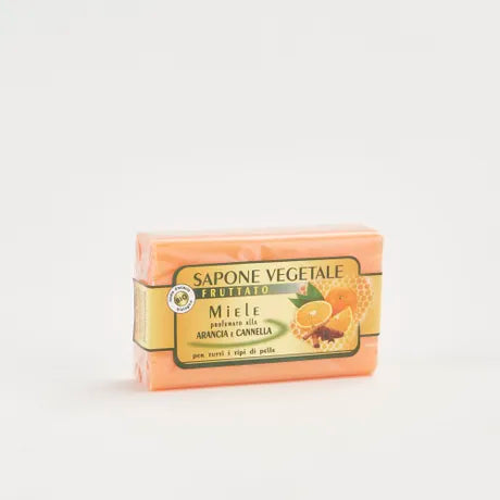 Savon végétal au miel parfumé à l'orange et à la cannelle 150g